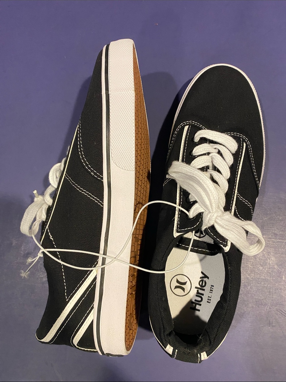 Hurley Black Canvas Low-Profile Sneakers with White Laces